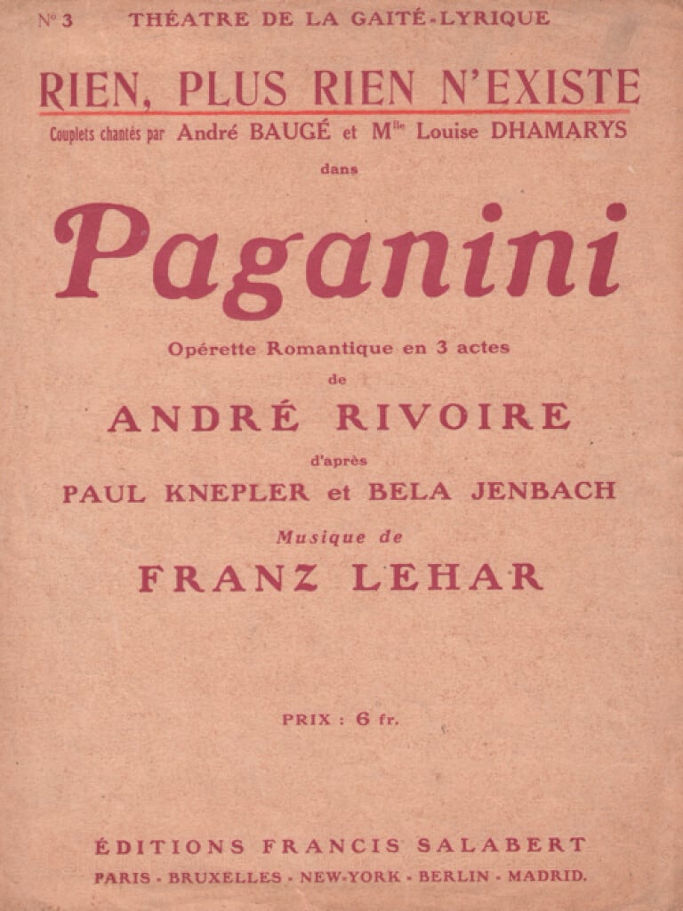 Rien, Plus Rien N'Existe Varioustes Chant Seul